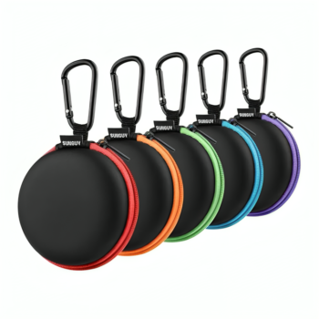 SUNGUY [5-Pack] Earphone Carry Case, Small Round Pocket Earbud Travel Carrying Case