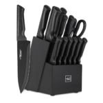 Knife Set, 15 Pcs Kitchen Knife Set with Block Self Sharpening